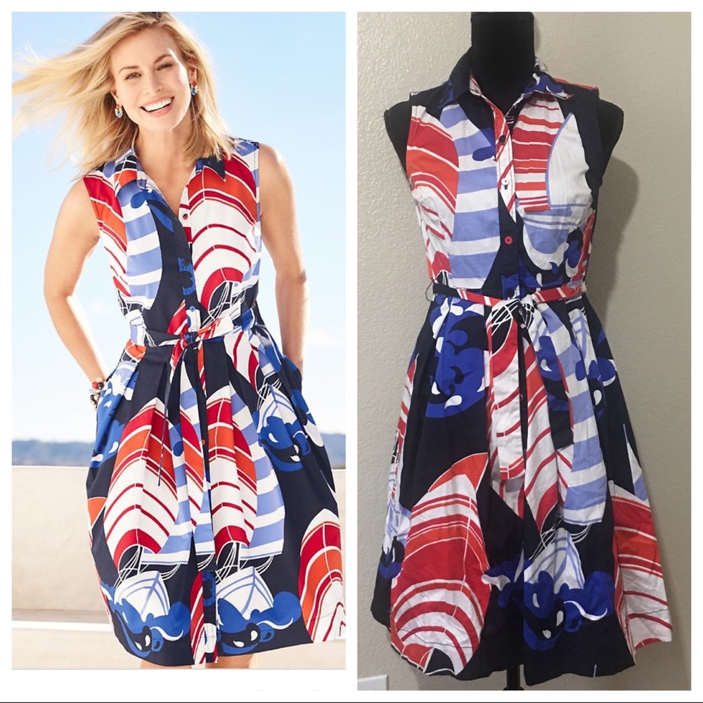 Talbots Petites geometric sailboat shirt dress